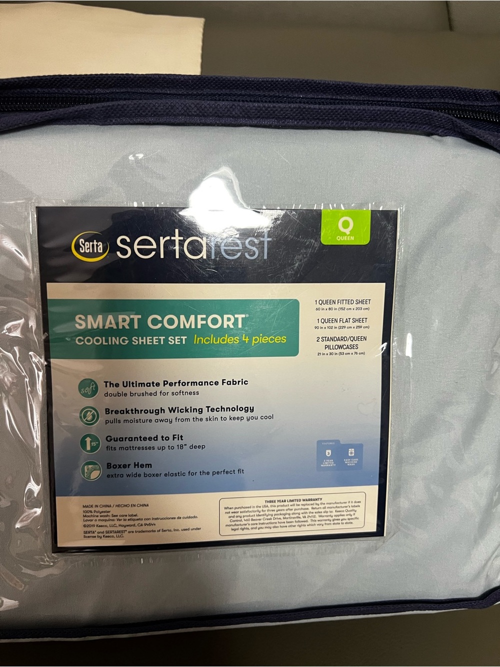 Serta Sertafest Smart Comfort Cooling Sheet Set - Light Blue